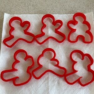 Cookie cutters,ninja karate kid,sports themed lot of 6 in x 3 plus inch, plastic